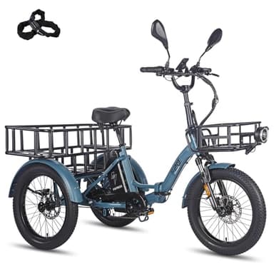 Fafrees F20 Mate Elektro Dreirad für Erwachsene 21Ah/1008Wh Akku [ Offiziell ] E-Bike Herren 180kg, Elektrofahrrad Damen Hydraulische Scheibenbremsen 65N.m, Electric Bike 65N.m, E 3 Räder- Update