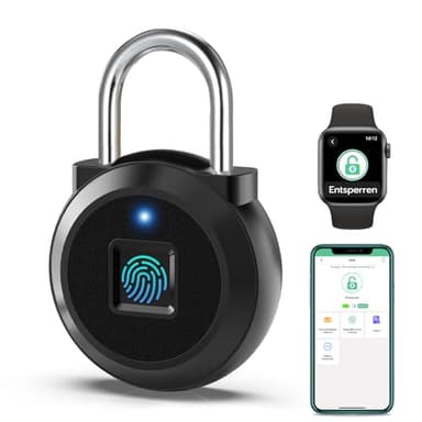 Eseesmart Schloss mit Fingerabdruck, Smart Fingerabdruck Schloss mit iWatch Bluetooth APP, Elektronik Klein Fingerprint Smart Lock für Spind Gym Büro Haus Garten Schrank