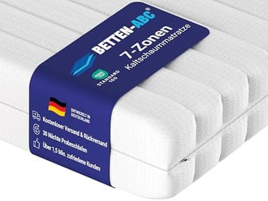 Betten-ABC - Matratze (KSP-500) - 180x200 cm - Wendematratze mit 2 Härtegraden (H2/H3) - 7-Zonen Matratze aus Hybridschaum - Hypoallergen & Antibakteriell - Oeko-TEX® Zertifiziert - Paketlieferung
