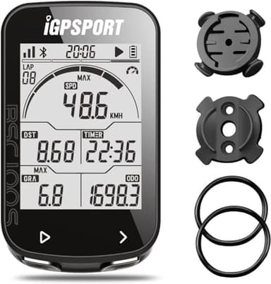 iGPSPORT BSC100S Fahrradcomputer Kabellos, 2.6'' Display Fahrradtacho Kabellos, IPX7 Wasserdicht 40H Wiederaufladbare Batterie Bluetooth5.0 ANT+ (BSC100S)