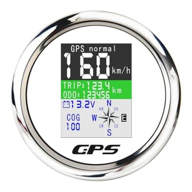 Inkoby Marineboot Auto GPS Tachometer Digital mit GPS Antenne für Motoryacht TFT Bildschirm Wasserdicht Kilometerzähler & Silber