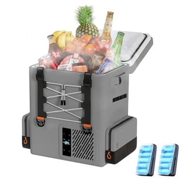 LiTHELi Akku-Kühlbox 20L, 12/230V Rucksackkühlschrank elektrisch Auto für Camping, Reisen, Wohnmobil, Kühlbox mit Akku, 15 Minuten Schnellkühlung (2 Akkus)