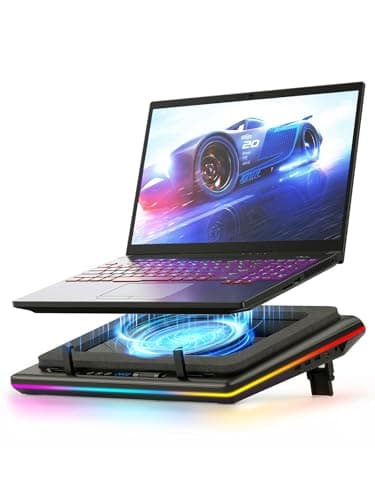llano RGB Gaming Laptop Kühler Kühlpad Kühlkissen mit stufenloser Touch-Bedienung & 3 Port USB A, groß Leistungsstarker Turbo Lüfter Dichtungsschaum für 15-19'' Computer Notebook