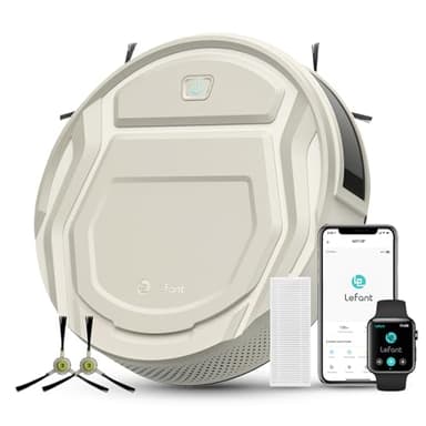 LEFANT M210P Saugroboter, Superschlank Staubsauger Roboter, 2200 Pa Saugkraft, 120 Min Laufzeit, WLAN optimiert für Teppiche, Tierhaare, Hartböden, Roboterstaubsauger mit Ladestation, Champagnergrau