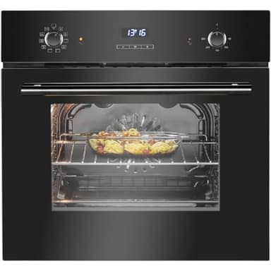 Bomann Einbaubackofen mit Grill, Heißluft & Ober-/Unterhitze | Backofen 56L | Ofen mit 50°C - 250°C Bereich & Touch Control | Oven mit 9 Backofen-Funktionen & aushängbarer Tür | EBO 7911 schwarz