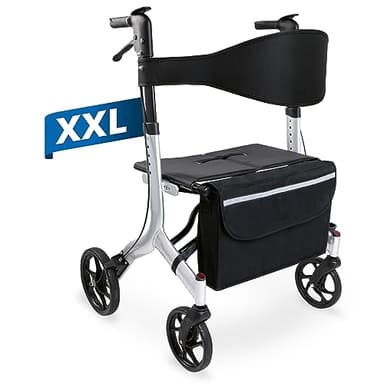 Weinberger XXL Alu-Rollator, stabil bis 180 Kg, Medizinprodukt Klasse 1, SGS-getestet, faltbar, höhenverstellbar, klappbar, stabil, Gehhilfe, 02262