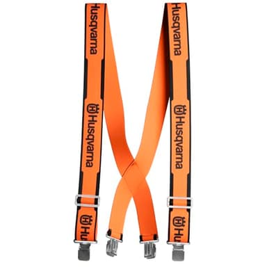 Husqvarna Hosenträger mit Metallclips – verstellbare orangefarbene Arbeitshosenträger für Kettensägenhosen, Forst- und Outdoor-Arbeitsbekleidung, mit langlebigem Komfort und sicherem Sitz