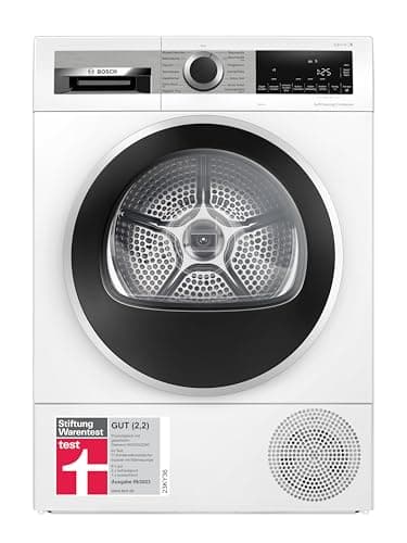 Bosch WQG235D00 Serie 6, Wärmepumpentrockner 8 kg, Schneller getrocknete Wäsche, Auto Dry, Option Halbe Beladung, Anti Vibration-Design, Sensitive Drying-System, Selbstreinigender Kondensator, Weiß