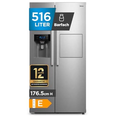 Midea KS-EIX 6.23 Side-by-Side Kühl-gefrierkombination/178,8 cm hoch/No Frost/Inverter Compressor/mit Barfach/Wasser-/Eisspender mit Festwasseranschluss/Twin Control