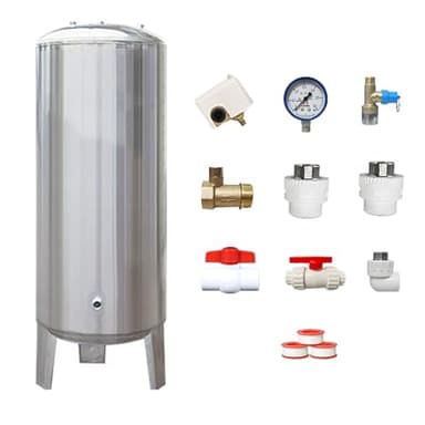 guoyjmm Druckbehälter Druckkessel Druck Wasser-Speicherbehälter 60L-300L, Edelstahl Hohe Vordruckbehälter Tragbar, Druckspeicher, mit Komplettem Installationssatz,200L/52.8Gal-50x115cm