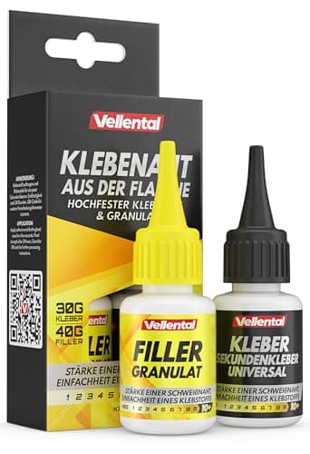 Klebenaht aus der Flasche - 2K Sekundenkleber extra stark mit Filler (XXL Packung) - Profi Schweißnaht Kleber für Plastik, Kunststoff, Holz, Metall, GFK, uvm. - Hitzebeständig & wasserfest
