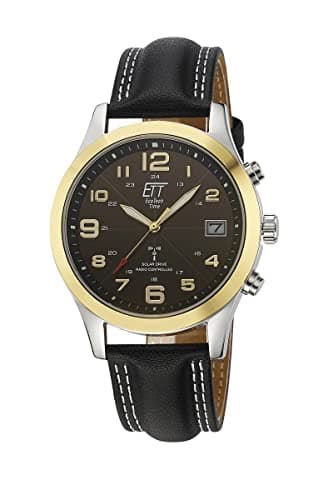 ETT Eco Tech Time Funk Solar Herren Uhr Analog mit digitalem Datum mit Leder Armband EGS-11487-22L