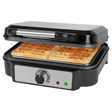 ProfiCook® Waffeleisen für belgische Waffeln mit 2 Backflächen | Waffeleisen belgische Waffel | antihaftbeschichtete Backfläche | stufenlos wählbarer Bräunungsgrad | Edelstahl | 1000 Watt | PC-WA 1240
