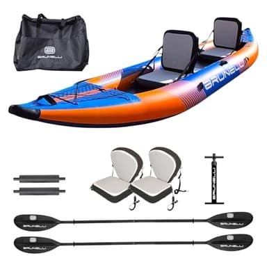 Brunelli 2 Personen Kajak aufblasbar Komplettset Drop-Stitch Kanu Kayak Tour Paddelboot