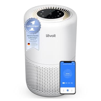 LEVOIT Luftreiniger 3-in-1 HEPA Filter, Luftfilter gegen Schimmel, Staub, Pollen & Gerüche, Air Purifier für Schlafzimmer, App Steuerung & Timer, Schlafmodus & Nachtlicht, Mattweiß