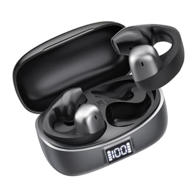 BNARQP Open Ear Kopfhörer Bluetooth 5.3,Kabellos Sport EarClip Kopfhörer 42 Std Spielzeit LED-Anzeige,Ohrhörer unterstützen kabelloses Laden und Typ-C-Laden,Ohne ins Ohr zu Gelangen,für Laufen