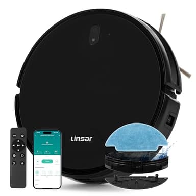 Linsar - Saugroboter mit Wischfunktion - Staubsauger Roboter - mit APP - 120 Min Akku - Saug und Wischroboter - für Teppich, Tierhaar & Hartböden - Roboterstaubsauger mit Ladestation & Fernbedienung