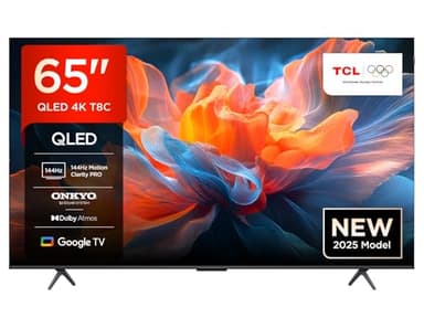 TCL 65T8C 65 Zoll QLED Fernseher Gaming Smart Google TV – 144Hz, 4K UHD, HDR10+, Dolby Vision & Atmos, AMD FreeSync (VRR), HDMI 2.1, Onkyo 2.1 Sound, Google Assistant, Chromecast, AirPlay 2