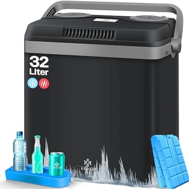 KESSER® Kühlbox Thermobox 32Liter | Thermo-Elektrische Kühlbox | KÜHLT und WÄRMT | 12 & 230V | Thermobox für Auto, Boot & Camping | Mini-Kühlschrank mit ECO & MAX Modus | inkl. Kühlakkus
