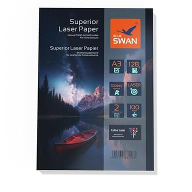 BLUE SWAN 100 Blatt A3 Superior Colour Laser Fotopapier Flyer Papier, 128g/qm, Glossy,glaenzend, beidseitig bedruckbar, Fuer allen normalen/Farblaserdruckern/Kopierern (Colour Laserdrucker)