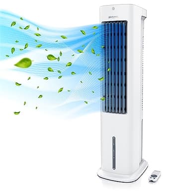 Brandson - Luftkühler mit Wasserkühlung - 5-in-1 - Verdunstungskühler, Luftbefeuchter, Ventilator & Luftreiniger, mobile Klimaanlage ohne Abluftschlauch - Preisträger 2025 - leise - 5L Wassertank