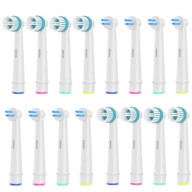 8 Stück Interspace und 8 Stück Ortho Care Aufsteckbürsten, Kompatibel mit Braun Oral B Elektrische Zahnbürste, Weiß