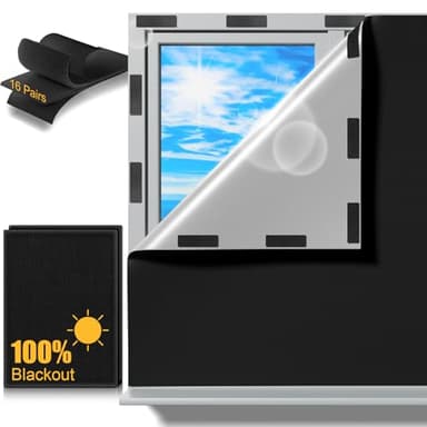 Dachfenster Verdunkelungsrollo,Fenster Verdunkelung 100% lichtundurchlässig,Abnehmbar Dachfenster verdunkelung Sonnenschutz mit 16 Paar Klettverschluss,Tragbare Reise Verdunkelungsrollo ohne Bohren