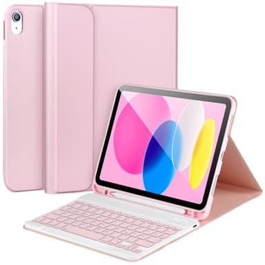 APHBZGE Tastatur Hülle für iPad 11/10. Generation, abnehmbare Bluetooth-Tastaturhülle für iPad A16 2025 11 Zoll/10. Gen 2022 10,9 Zoll mit Stifthalter, quadratischen Tastenkappen,Rosa