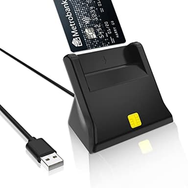 USB Chipkartenlesegerät - Smartcard Reader USB - Plug & Play - Unterstützt Smart Cards/CAC/Chip-Gesundheitskarte/IC Bank/Chip-Karte/E-Tax, mit USB-Kabel & LED, für Windows XP/Vista/7/8/10/11