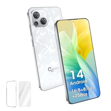 Entsperrtes Telefon, CWOWDEFU S18 Android 14 Smartphone mit 6,58" 2K Incell-Bildschirm, 16(8+8) GB RAM+ 256 GB ROM, Dual-SIM 4G, Octa-Core, Gesichts-/Fingerabdruckerkennung/NFC/OTG/GPS 2024 Schwarz