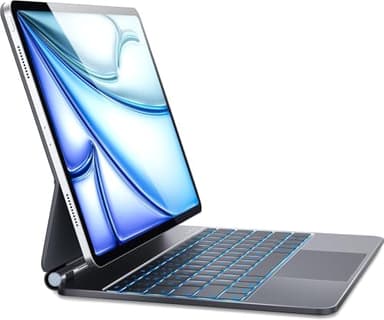 Earto iPad Air 13 Zoll Hülle mit Tastatur 2025/2024, Magic Style Tastatur iPad Pro 12.9, Magnetische Freischwebende, Multi-Touchpad, 7-Farbige Beleuchtung, QWERTZ Layout, Schwarz