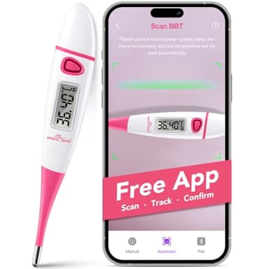 Easy@Home Basalthermometer zur Zykluskontrolle: Basaltemperatur Thermometer Kinderwunsch Fruchtbarkeitsthermometer für Fruchtbarkeit- und Eisprung-Tracking mit Intelligent Premom APP (Rosa)