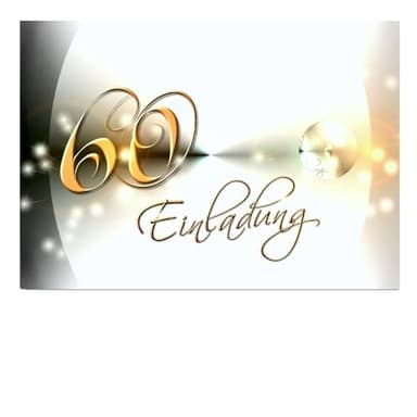 DigitalOase Einladungskarten 60. Geburtstag MIT INNENTEXT Geburtstagskarten MENGE WÄHLBAR Klappkarten Kuverts Format DIN A6#YANG (10)