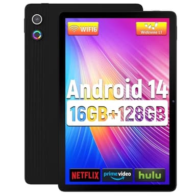 Tablet, Android 14 Tablet 11 Zoll, 16(4+12) GB RAM 128GB ROM 1TB TF Expandable, Widevide L1, Octa-Core Processor, 1280*800 IPS HD Touchscreen 6800mAh Akku WiFi 6 BT 5.3 Dual 5MP+8MP Kamera (Schwarz)