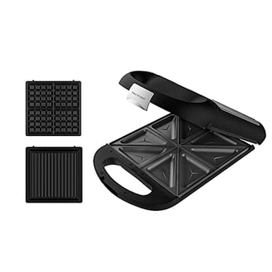 Cecotec Sandwichmaker Rock´nToast Family 3in1. Für 4 Sandwiches in Edelstahlausführung, 1500 W Leistung, mit 3 antihaftbeschichteten und austauschbaren Platten.