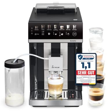 KKT KOLBE Kaffeevollautomat mit Milchbehälter, Milchschaumdüse und Zubehör, 2 Tassen, 15 Bar, 7-stufiges Mahlwerk, Touchscreen, Automatische Reinigung, 7 Getränke Barista One