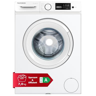 Telefunken Waschmaschine 7kg | 1400 U/Min. | Inverter Motor - Leise & Effizient | Aquastop - Schutz vor Wasserschäden | Schontrommel | Washing Machine mit 15 Programmen | EEK A | W-7-1400-A-W weiß