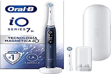 Oral-B iO 7 Oral-B iO 7N Elektrische Zahnbürste, Blau, mit 2 Bürstenköpfen und 1 Reiseetui, entworfen von Braun