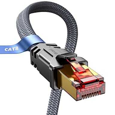 SNOWKIDS Cat 8 LAN Kabel 5meter - Netzwerkkabel 5m 40Gbps Hohe Geschwindigkeit, Ethernet Kabel - 2000MHz S/FTP RJ45 Gigabit Flach Nylon Patchkabel f¨¹r Router/Modem/TV/Switch, erhältlich in 0,25-31 m