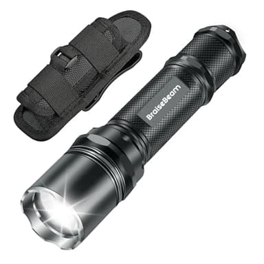 BraiseBeam Taktische Taschenlampe mit Holster für Dienstgürtel, 1200 Lumen Polizei-Taschenlampe mit Gürtelholster, Single-Mode-Sicherheits-Taschenlampe für Strafverfolgungsbehörden M6