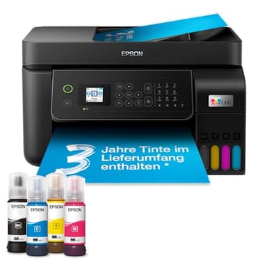 Epson EcoTank ET-4800 Tintentankdrucker | für Zuhause & kleine Büros | WLAN & Ethernet| A4 | Drucken, Kopieren, Scannen, Faxen | 3.7cm LCD-Display Bildschirm | ADF | inkl. Tinte für bis zu 3 Jahre
