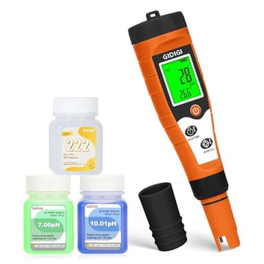 Chlor und pH Messgerät Pools, Salzmessgerät für Schwimmbäder, Wassertester 7 in 1 mit pH ORP Chlor EC TDS Temperaturfunktion für Poolwasser, Whirlpool, Trinkwasser