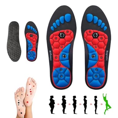 Akupressur Einlegesohlen,Akupunktur Matte Orthopädische Einlegesohlen Schuheinlagen Orthopädische Magnetische Einlegesohlen für Schmerzende füße mit Magnetischen Akupressur(44-47,L)