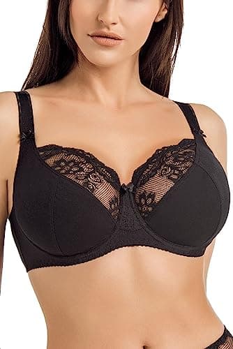 Teyli Damen BH - Minimizer BH Bügel - Baumwolle BH - BH Grosse Grössen - BH Große Brüste - Komfort Starker Halt BH - Damen Bügel Minimizer - Damen BHS Frauen Bra Schwarz 85E