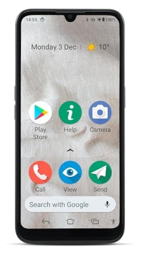 Doro 8100 4G entsperrtes Smartphone für Senioren, einfaches Handy, 13 MP Dreifachkamera, wasserfestes Android-Handy, 6,1 Zoll HD-Display, Assistenztaste mit GPS [UK und Irische Version] (Schwarz)