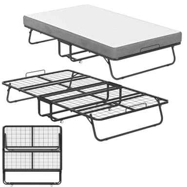 UISEBRT Klappbett 115x200 cm – Klappbares Gästebett für Erwachsene mit 13 cm Dicker Gedächtnisschaum-Matratze, Stabiler Metallklapprahmen, Faltbett mit Rollen, Tragfähigkeit 200 kg
