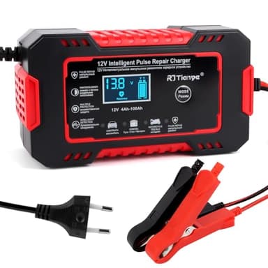 6A Autobatterie Ladegerät, 12V Smart Vollautomatische KFZ Batterieladegerät mit Temperaturkompensation und Reparaturmodus, Auto Batterien Ladegerät für LKW Motorrad Rasenmäher Boot Marine Batterien