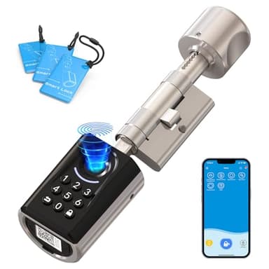 WELOCK ToucA51 Türschloss Fingerabdruck, Passcode Fingerabdruck Schloss Haustür, mit RFID-Karte App, Elektronische Zahlencode Türschloss Verstellbarer Schließzylinder für 30-70mm Tür