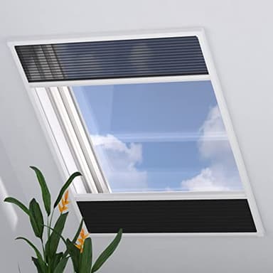 Radeco® Dachfenster Fliegengitter Plissee Kombi schwarz 100 x 160 cm (BxH), Insektenschutz und Sonnenschutz, Selbst kürzbar, fliegengitter dachfenster, fliegengitter schrägfenster, plissee dachfenster