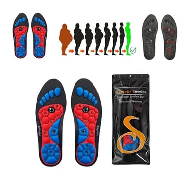 Einlagen Original,einlagen zum abnehmen,Erleichterung Für Schmerzende Füße Mit Magnetischen Akupressur-Einlagen Blau,Einlage Für Männer Und Frauen (Rot, 41-43 * 1 pair)